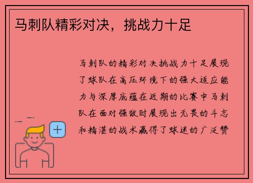 马刺队精彩对决,挑战力十足